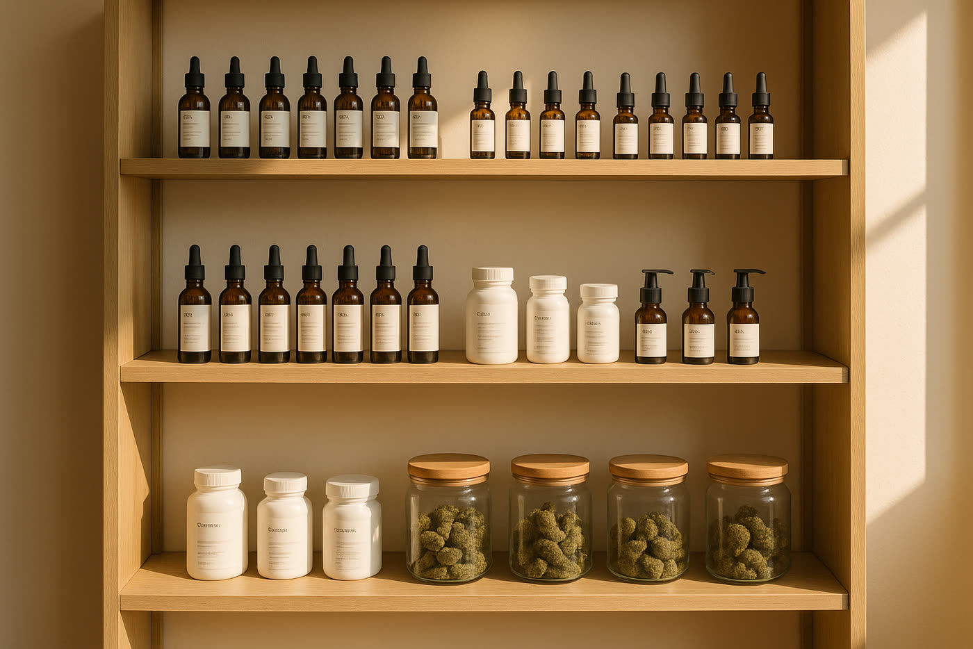 Lineal de tienda CBD con catálogo inicial corto, claro y bien jerarquizado