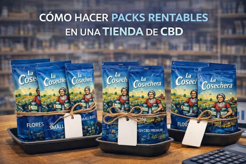 Packs rentables de productos CBD premium en La Cosechera para tienda y coleccionismo botánico