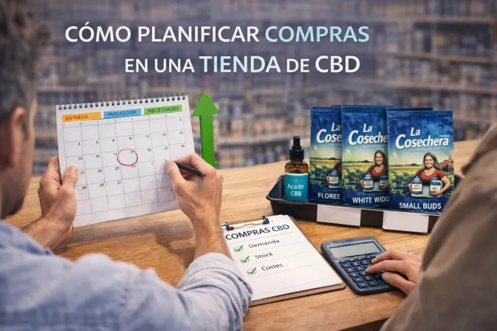 Guía visual para planificar compras de productos CBD en La Cosechera, tienda premium especializada en aromáticos y ambientaci