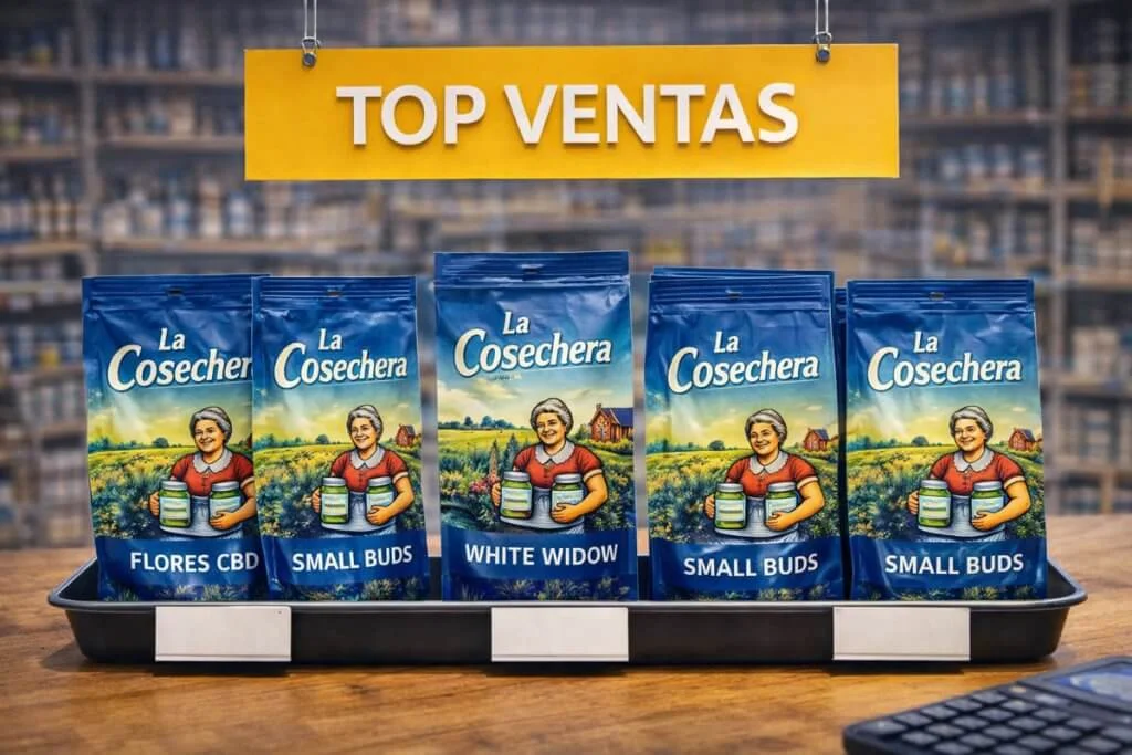 Selección de productos CBD más vendidos La Cosechera en presentación aromática y decorativa