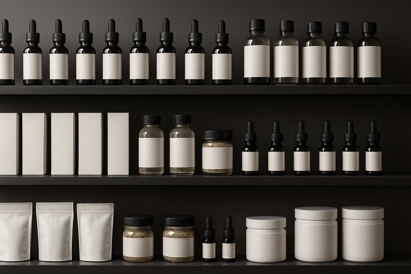 Lineal premium de tienda CBD organizado por familias de producto para mejorar margen y rotación