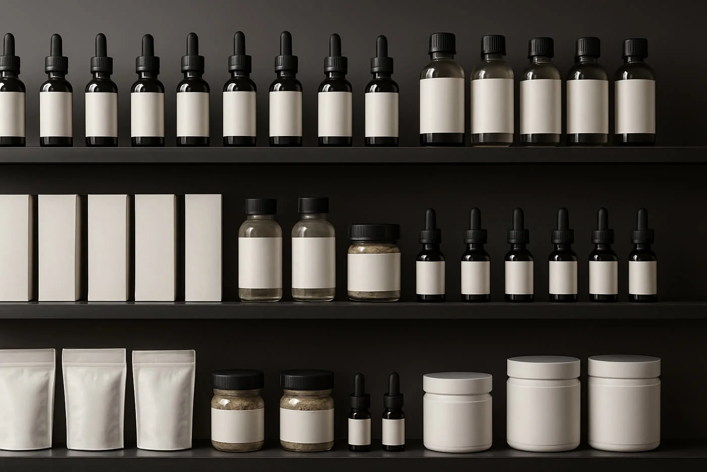 Lineal premium de tienda CBD organizado por familias de producto para mejorar margen y rotación