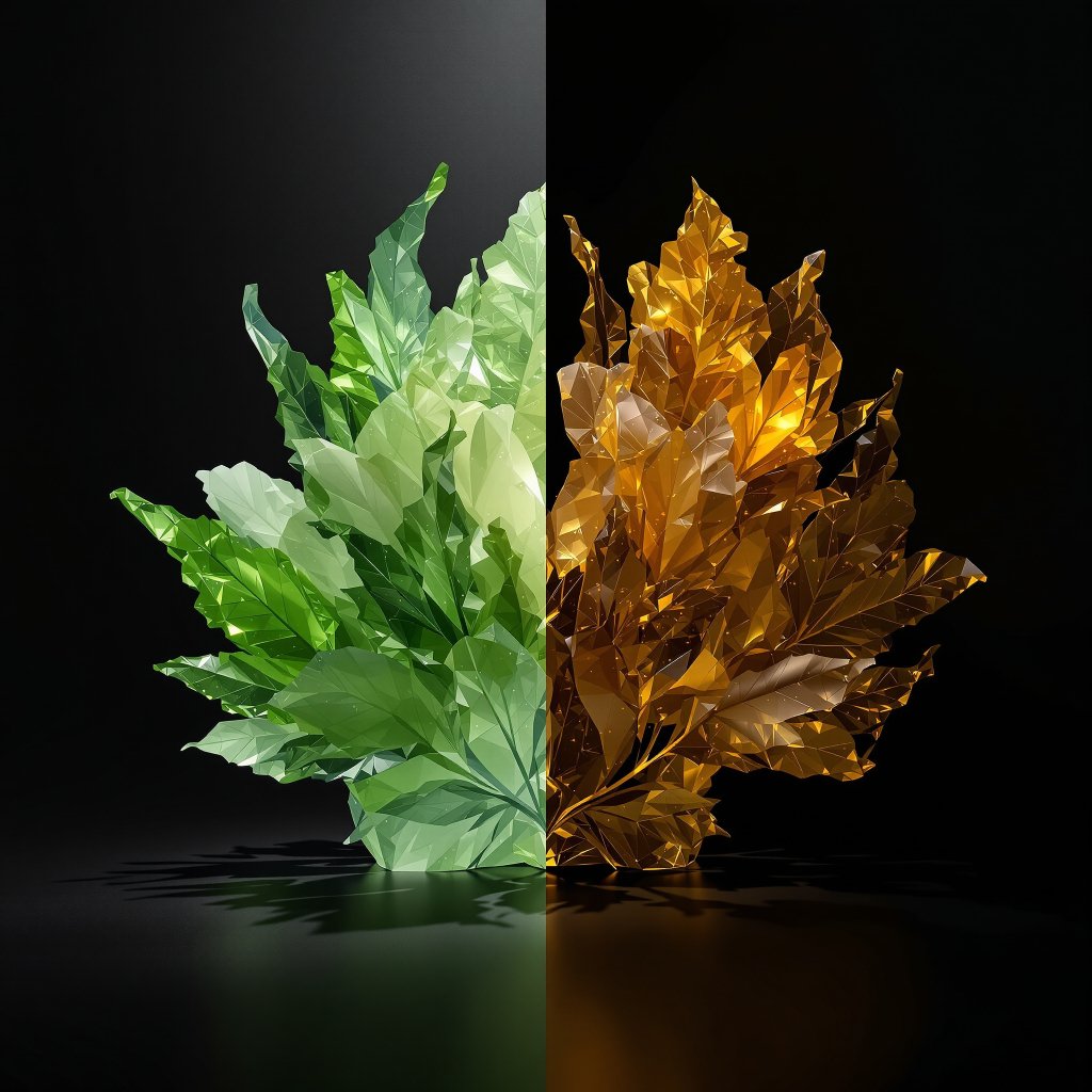 Imagen conceptual dualidad cáñamo y marihuana en resina translúcida