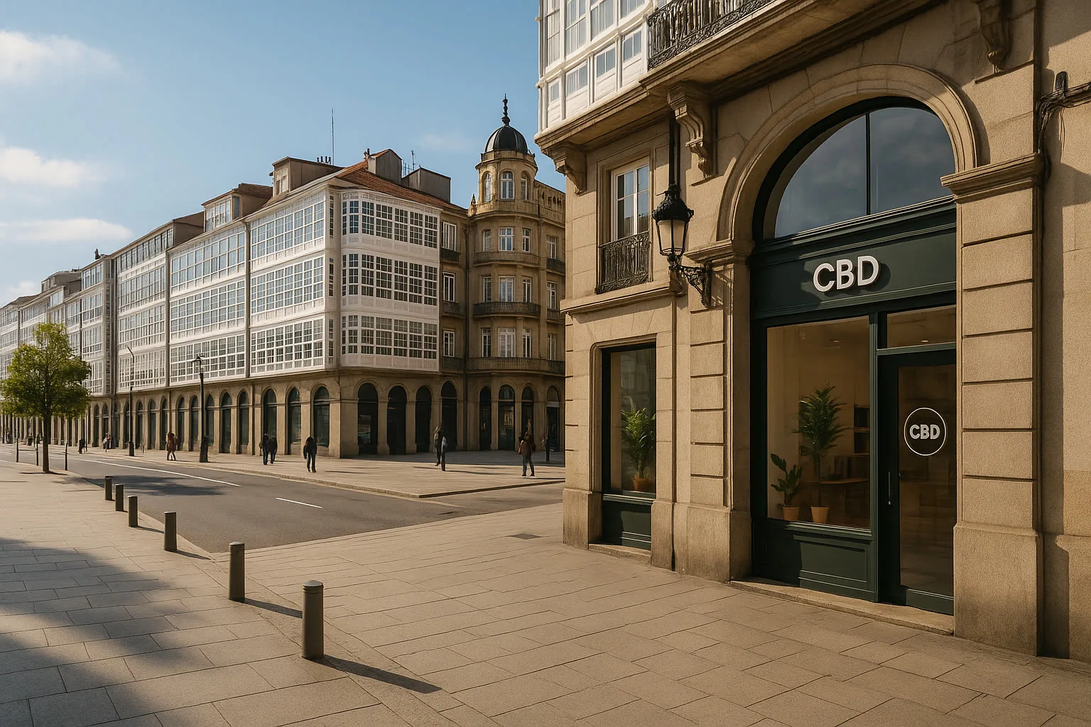 CBD en A Coruña con entorno urbano comercial y elegante