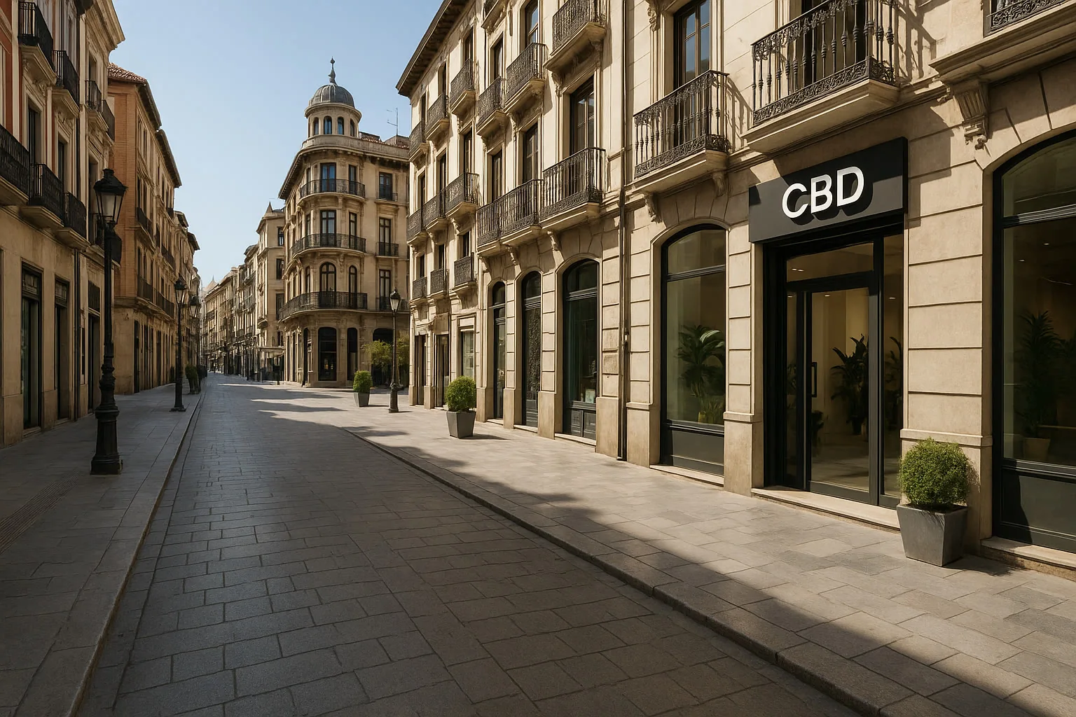 CBD en Granada con entorno urbano comercial y elegante