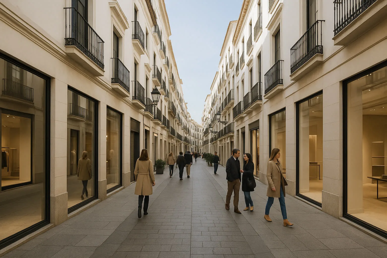 Calle comercial elegante de Córdoba para página SEO local de tienda CBD
