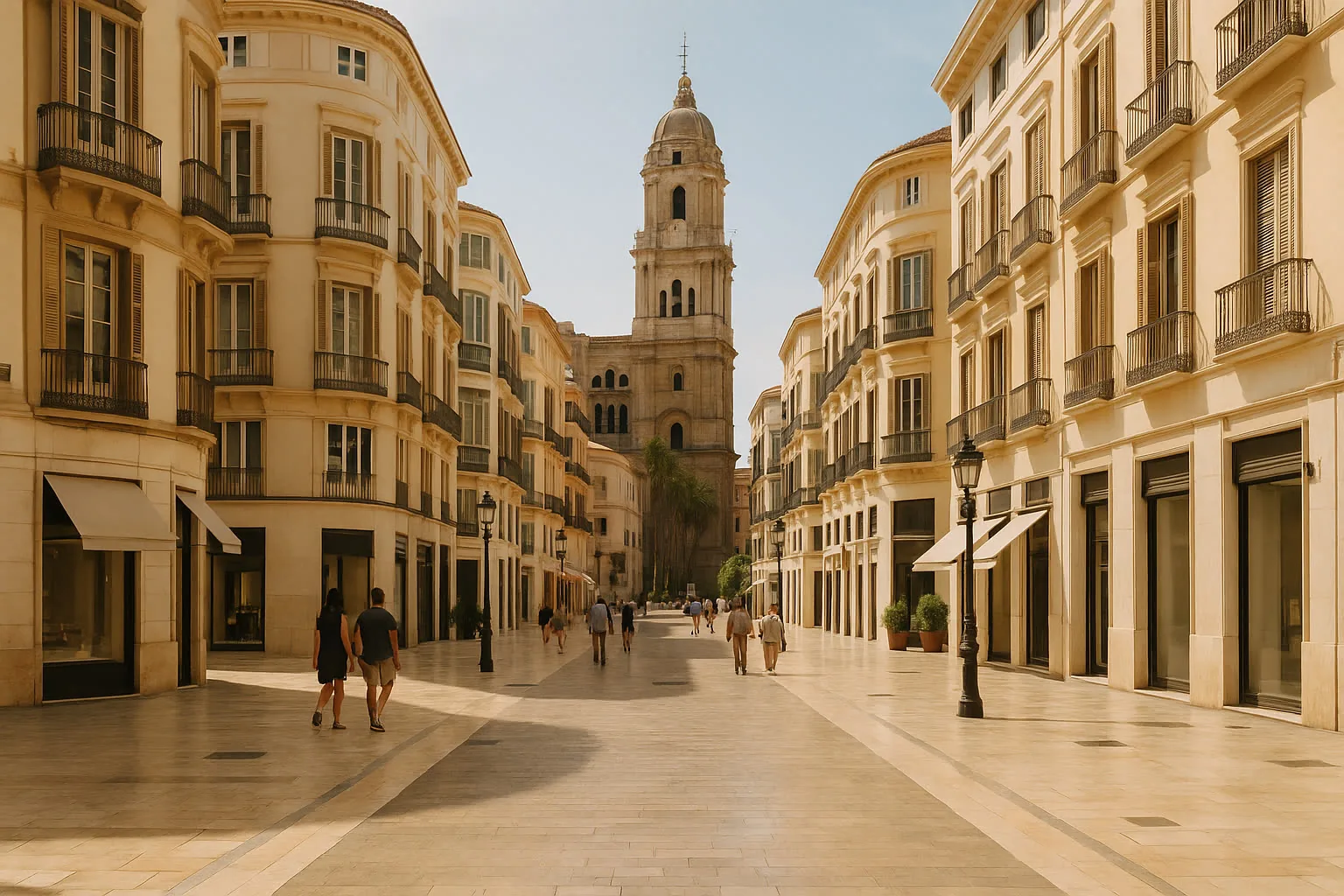 Vista realista de Málaga para página de tienda CBD premium