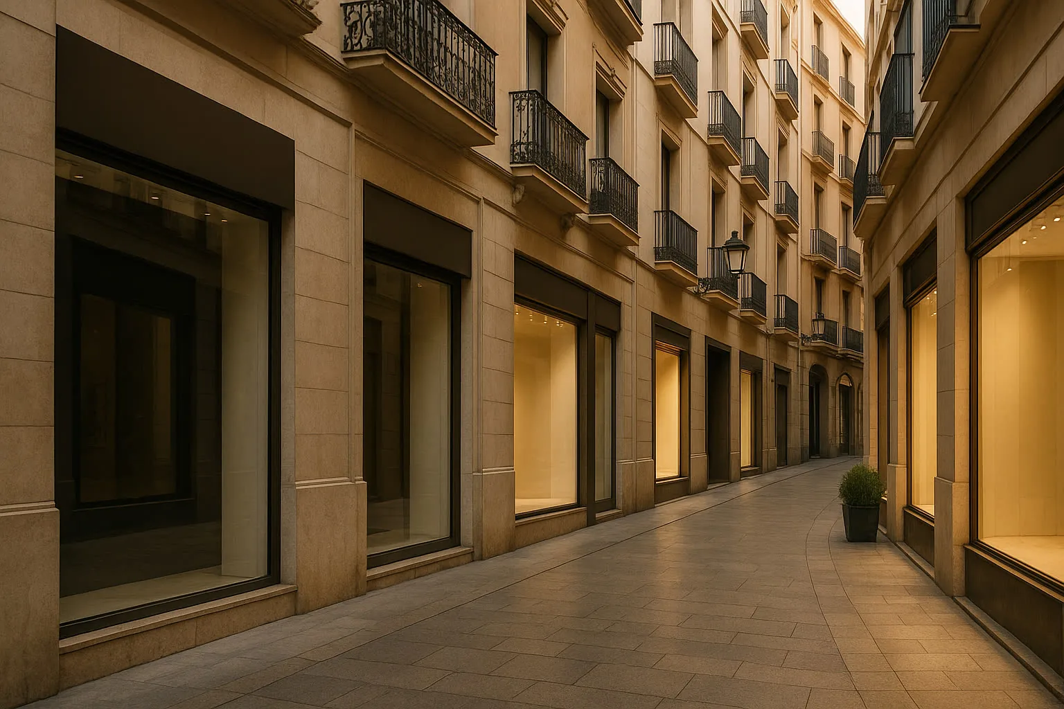 Calle comercial elegante de Murcia para página SEO local de tienda CBD