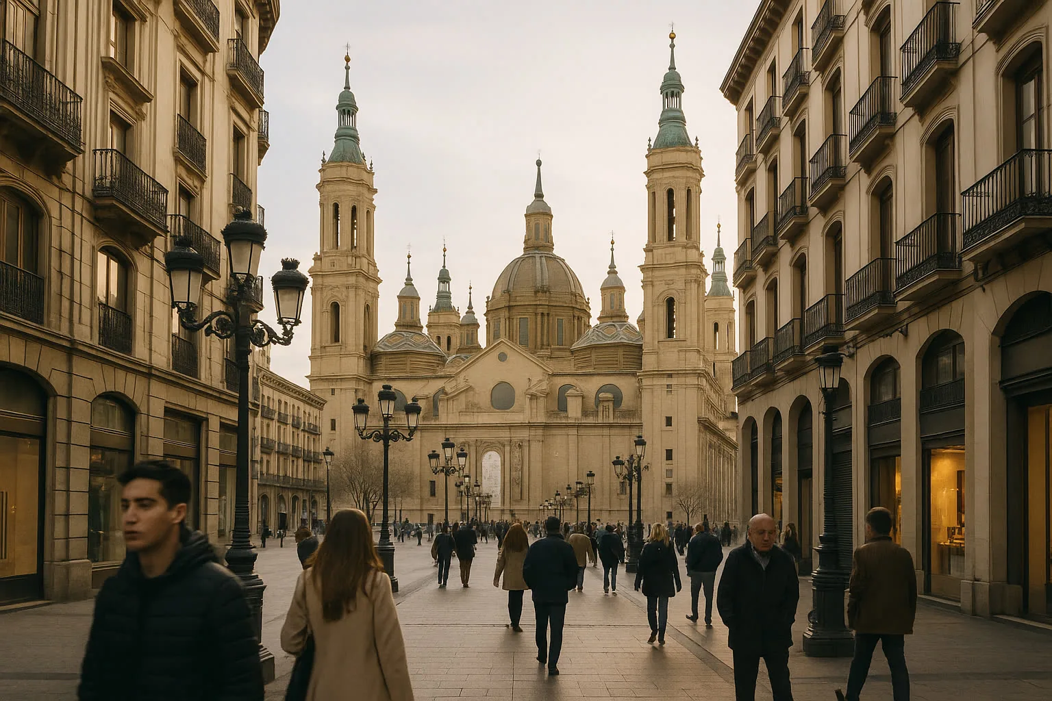 Vista realista de Zaragoza para página de tienda CBD premium