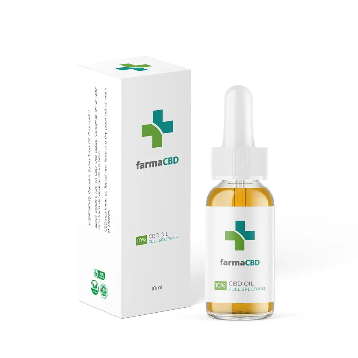 Composición e ingredientes naturales del Aceite CBD 10% Farma CBD con Golden Seed Oil