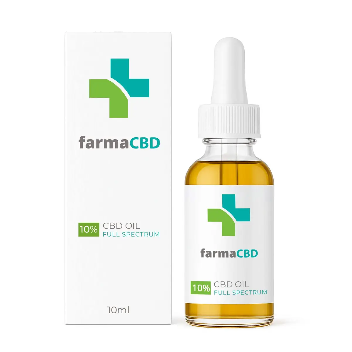 Envase y frasco del Aceite CBD 10% Farma CBD con cuentagotas