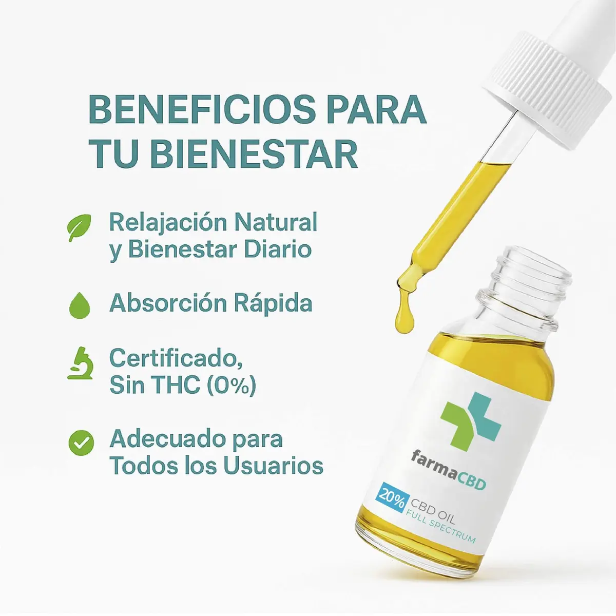 Beneficios clave del Aceite CBD 20% Farma CBD con perfil broad spectrum