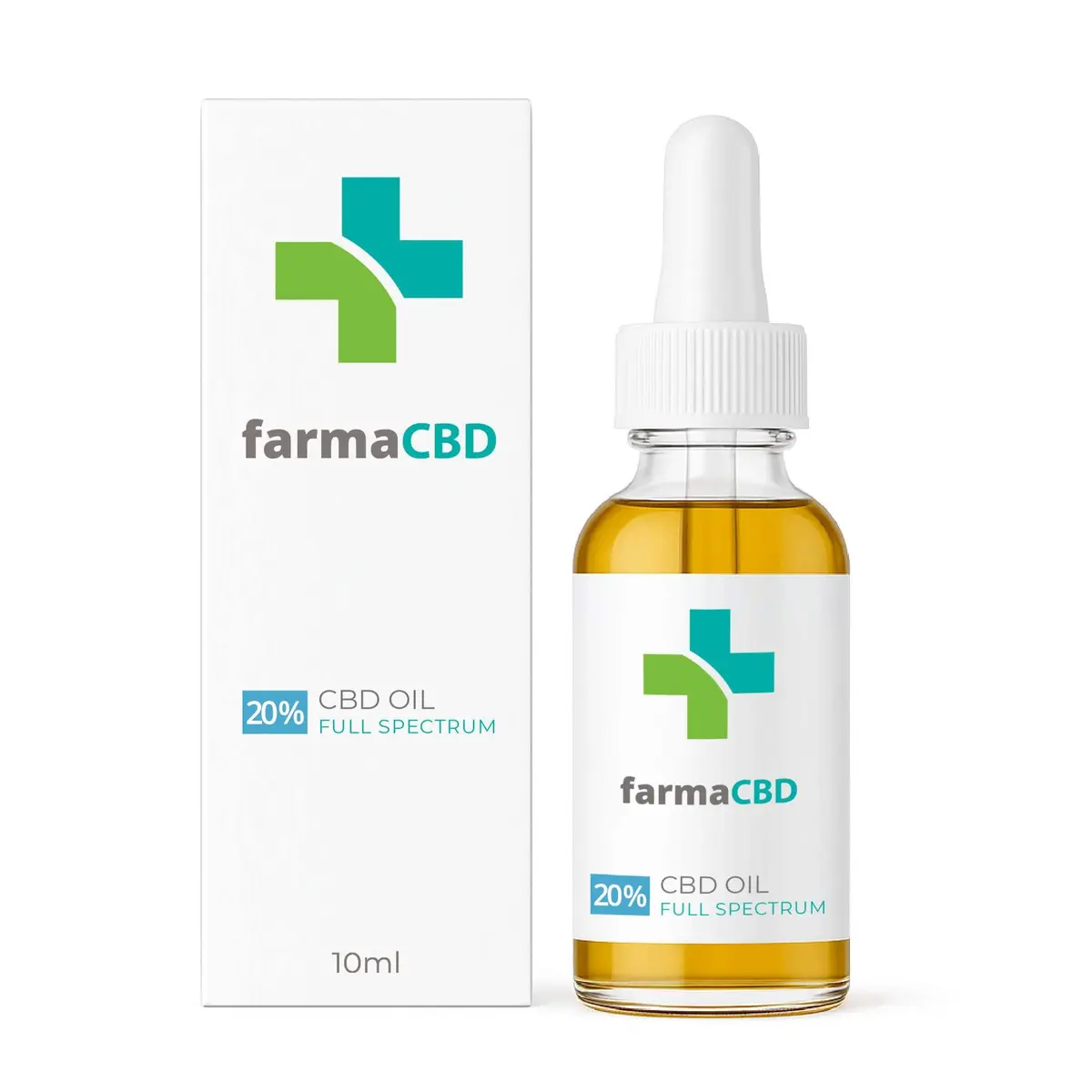 Envase y frasco del Aceite CBD 20% Farma CBD con cuentagotas