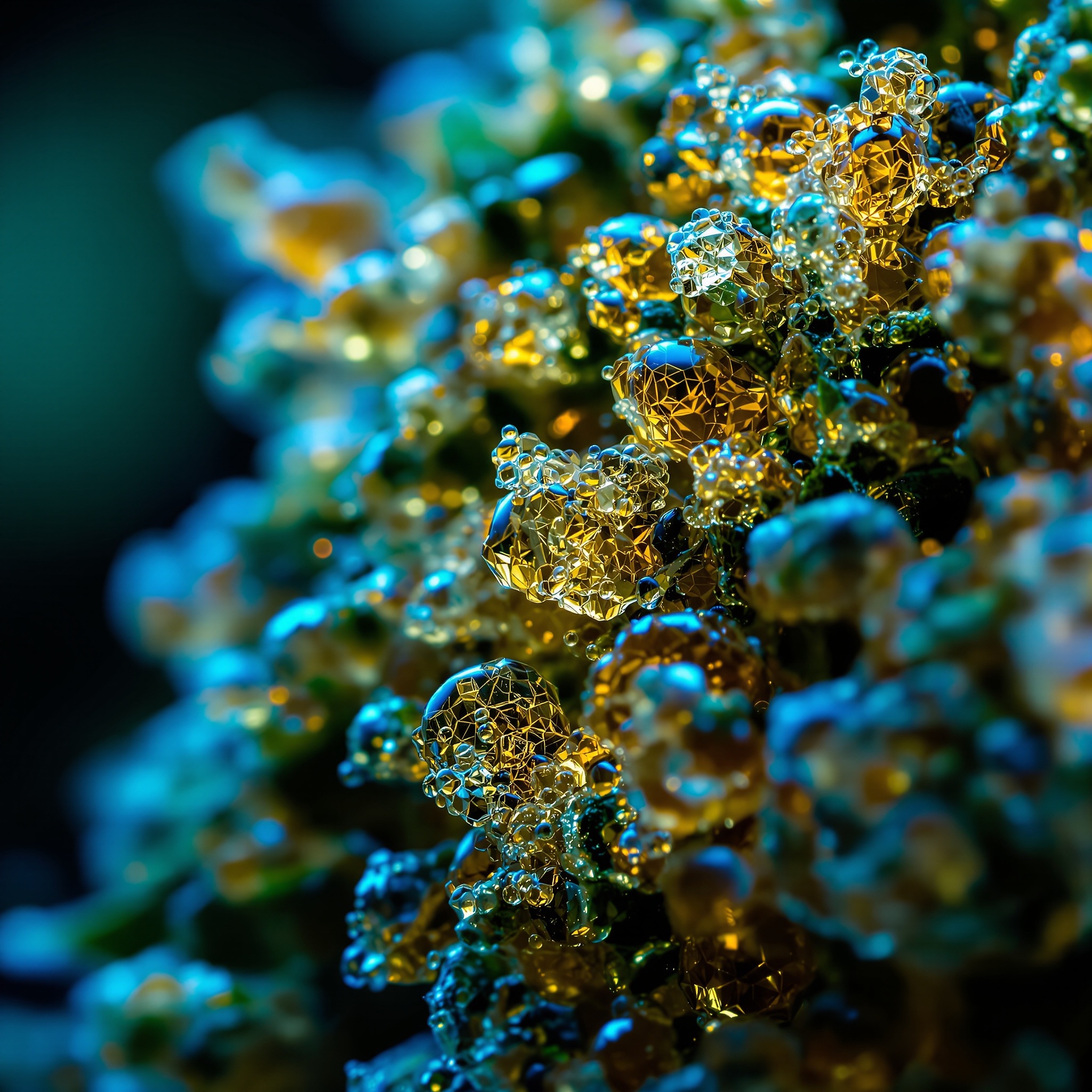 Macro de tricomas resinosos en flor de CBD