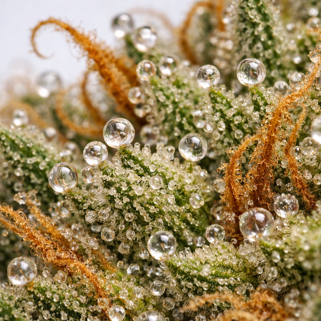 Macro detalle de tricomas de Jack Herer Greenhouse